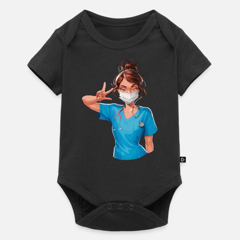 Lustige Krankenschwester mit Humor - Baby Premium Kurzarmbody - Schwarz