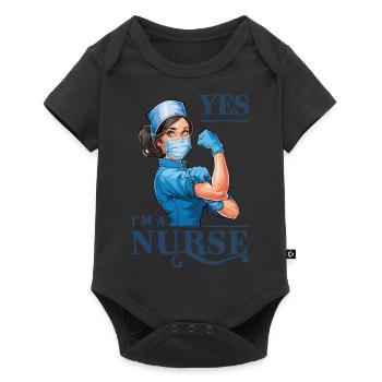 Lustige Krankenschwester mit Humor - Baby Premium Kurzarmbody - Schwarz - Vorne