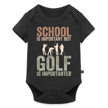 School is important but golf is importanter - Baby Premium short-sleeve bodysuit - black - Front