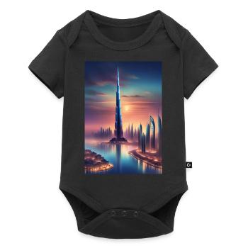 Grand gratte-ciel dans une ville - Body à manches courtes Premium Bébé - noir - Devant