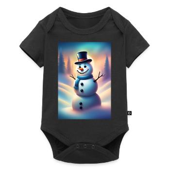 Bonhomme de neige hivernal heureux - Body à manches courtes Premium Bébé - noir - Devant