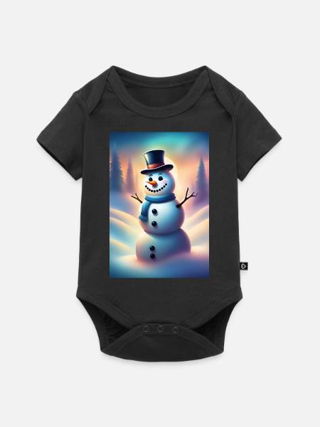 Glücklicher winterlicher Schneemann - Baby Premium Kurzarmbody - Schwarz