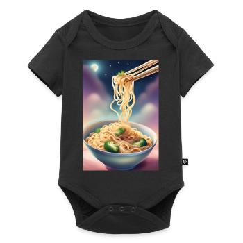 A nightly snack: bowl of noodles with broccoli - Baby Premium short-sleeve bodysuit - black - Front