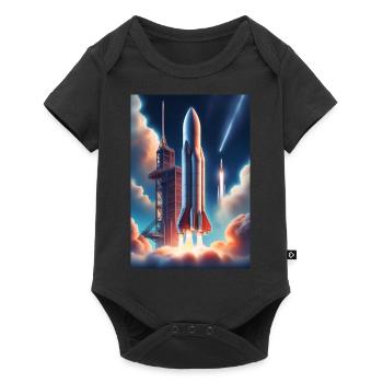 A realistic rocket launching design - Baby Premium short-sleeve bodysuit - black - Front