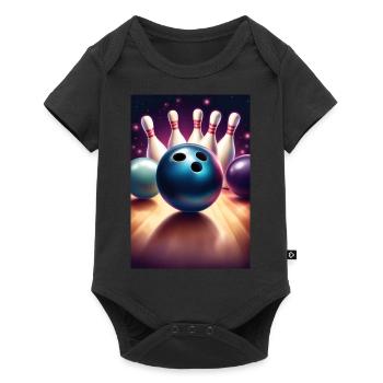 Design de t-shirt graphique de boule de bowling cool - Body à manches courtes Premium Bébé - noir - Devant