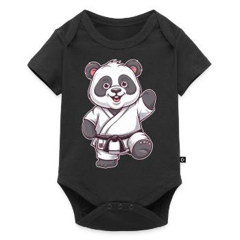Karatepanda Kampfsport Panda für Panda Fans - Baby Premium Kurzarmbody - Schwarz - Vorne