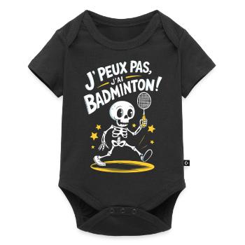 J' peux pas j'ai badminton - Body à manches courtes Premium Bébé - noir - Devant