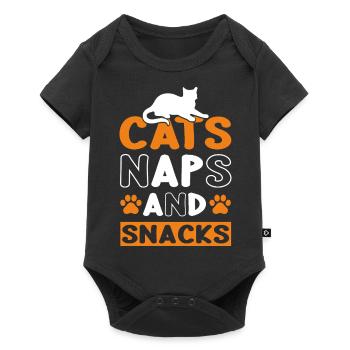 Katzen Spruchmotiv für Cat-Lovers - Baby Premium Kurzarmbody - Schwarz - Vorne