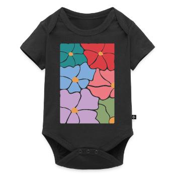 Boho Flora Flowers - Baby Premium short-sleeve bodysuit - black - Front
