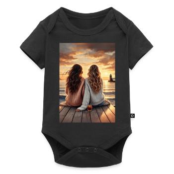 Girlfriends by the sea in sunset - Baby Premium short-sleeve bodysuit - black - Front