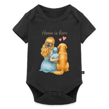 Home is Here – Famille avec chien - Body à manches courtes Premium Bébé - noir - Devant