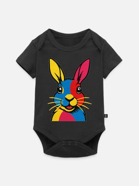 Kaninchen Pop Art - Baby Premium Kurzarmbody - Schwarz