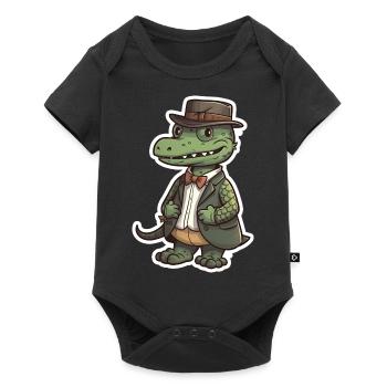 A cute crocodile wearing a bowtie - Baby Premium short-sleeve bodysuit - black - Front