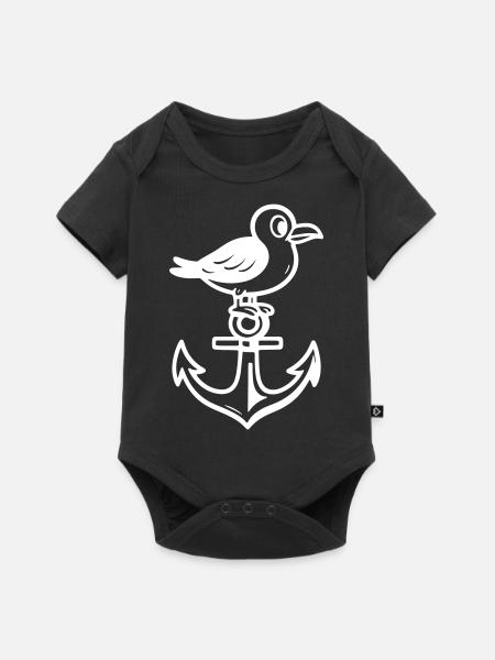Möwe Anker Comic - Baby Premium Kurzarmbody - Schwarz