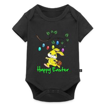 Pâques, Joyeuses Pâques, Lapin de Pâques, joyeuses Pâques - Body à manches courtes Premium Bébé - noir - Devant