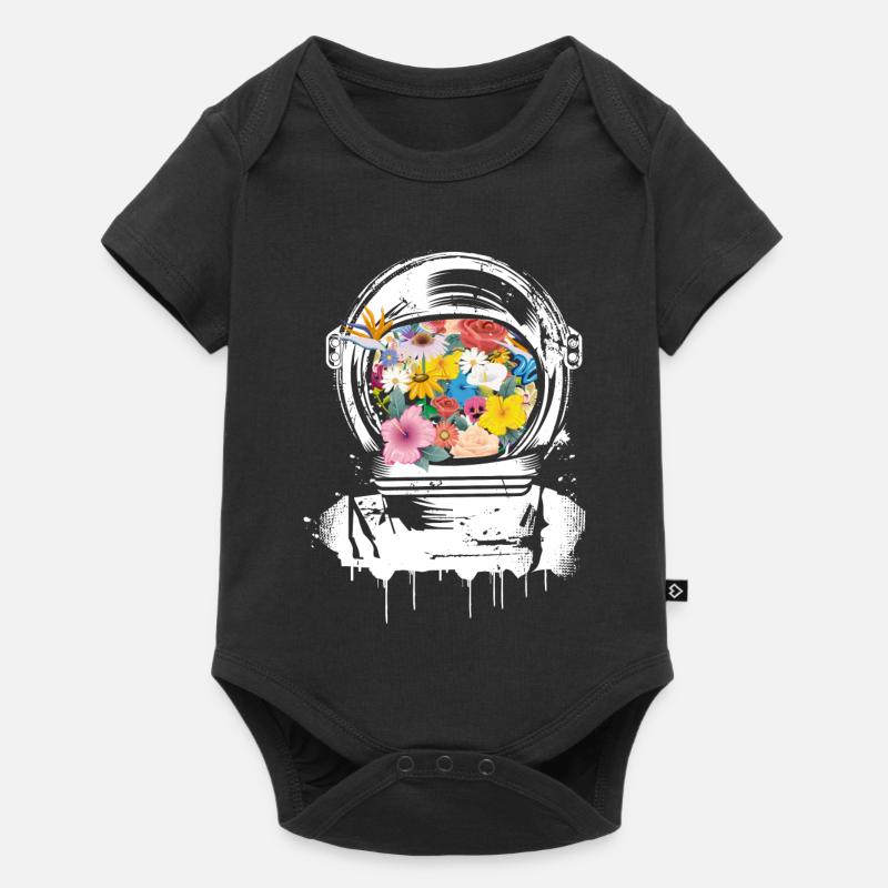 casque de l'astronaute avec des fleurs - Body à manches courtes Premium Bébé - noir