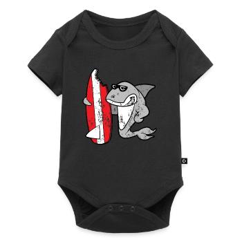 Planche de surf requin style grunge vintage rétro - Body à manches courtes Premium Bébé - noir - Devant