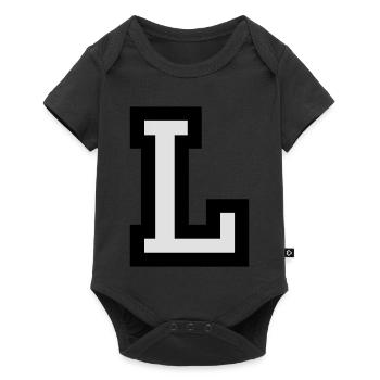 Lettre L en deux couleurs - Body à manches courtes Premium Bébé - noir - Devant