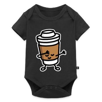 Dab / dabbing cardboard coffee cup - Baby Premium short-sleeve bodysuit - black - Front
