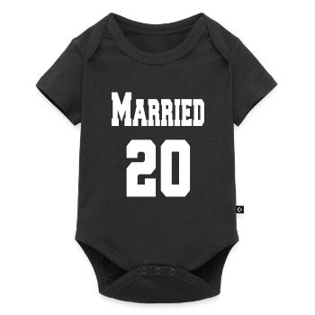 Just Married 2020 Pärchenlook Partnerlook - Baby Premium Kurzarmbody - Schwarz - Vorne