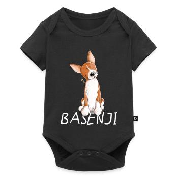 Happy Basenji I Hunderasse Comic I Hund - Baby Premium Kurzarmbody - Schwarz - Vorne