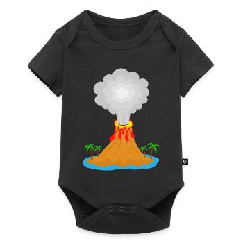 Volcano, eruption, volcanic island, lava, palm trees, mountain - Baby Premium short-sleeve bodysuit - black - Front