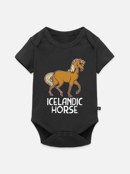 Haflinger Pferde Pferdenarr Statement Islandpferde - Baby Premium Kurzarmbody - Schwarz