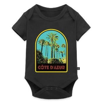 llustration emblematic palm trees, Còte d'Azur - Baby Premium short-sleeve bodysuit - black - Front