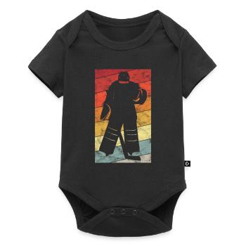 Hockey Hockey Sur Glace Rétro Patins Puck Ice - Body à manches courtes Premium Bébé - noir - Devant