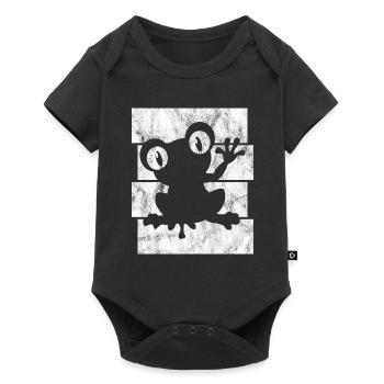 Frosch Frösche Geschenk für Kinder Lustig Witzig - Baby Premium Kurzarmbody - Schwarz - Vorne