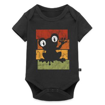 Frosch Frösche Geschenk für Kinder Lustig Witzig - Baby Premium Kurzarmbody - Schwarz - Vorne