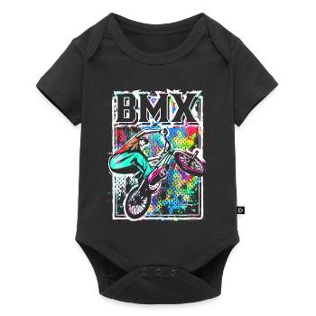 Retro Bmx Bike Rider - Freestyle Bmx Bike - Body à manches courtes Premium Bébé - noir - Devant