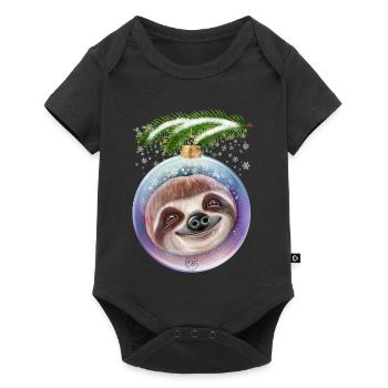 Christmas Cute Sloth Snow - Baby Premium short-sleeve bodysuit - black - Front