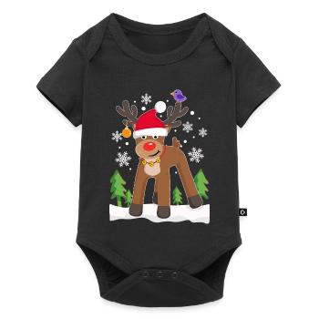 Renne Elk Noël Renne Neige Drôle - Body à manches courtes Premium Bébé - noir - Devant