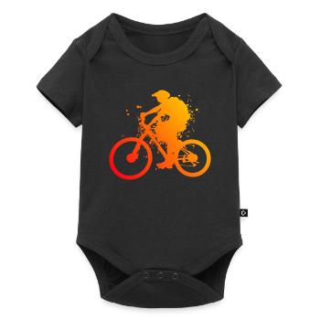 Radsport MTB Radfahrer Damen Mountainbiker - Baby Premium Kurzarmbody - Schwarz - Vorne