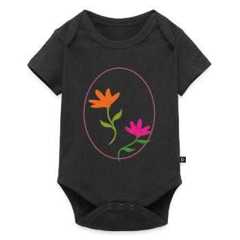 Easter egg with two flowers - Baby Premium short-sleeve bodysuit - black - Front
