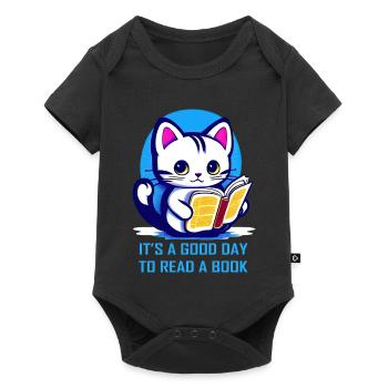 Kitten it's a good day to read a book - Baby Premium short-sleeve bodysuit - black - Front