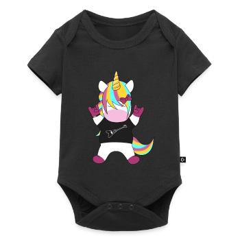 Licorne métallique - Body à manches courtes Premium Bébé - noir - Devant