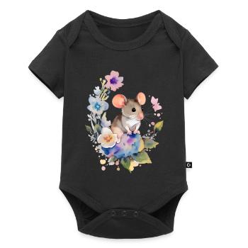 Little Mouse - Baby Premium short-sleeve bodysuit - black - Front