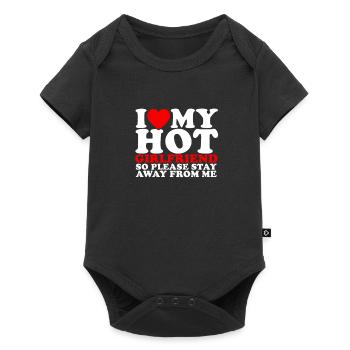 I LOVE MY HOT GIRLFRIEND SO STAY AWAY FROM ME - - Baby Premium short-sleeve bodysuit - black - Front