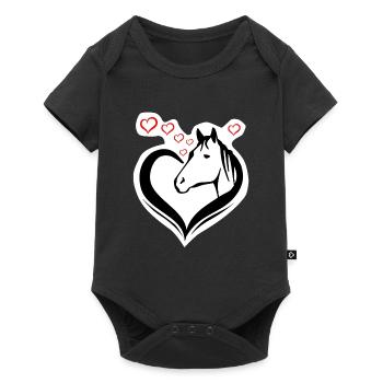 Cute horse's head with heart - For riding holidays Holidays - Baby Premium short-sleeve bodysuit - black - Front