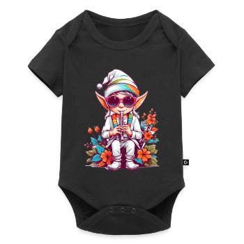 Elfe avec flûte - Body à manches courtes Premium Bébé - noir - Devant
