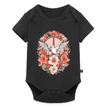 Friedenszeichen mit Taube - Baby Premium Kurzarmbody - Schwarz - Vorne