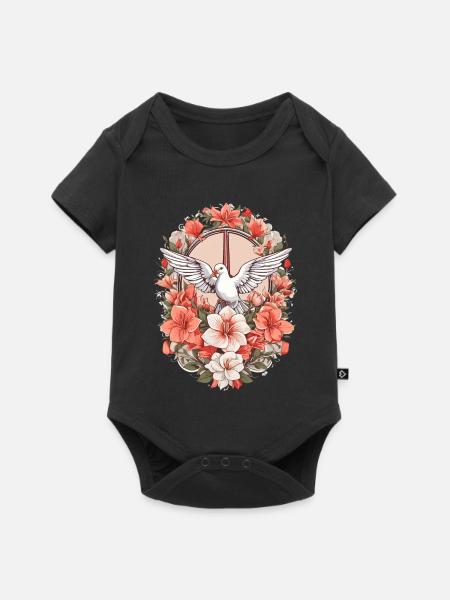 Friedenszeichen mit Taube - Baby Premium Kurzarmbody - Schwarz