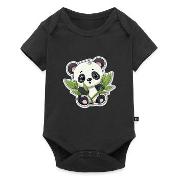 Ours panda mignon avec du bambou - Body à manches courtes Premium Bébé - noir - Devant