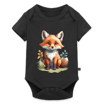 Mignon petit renard - Body à manches courtes Premium Bébé - noir - Devant