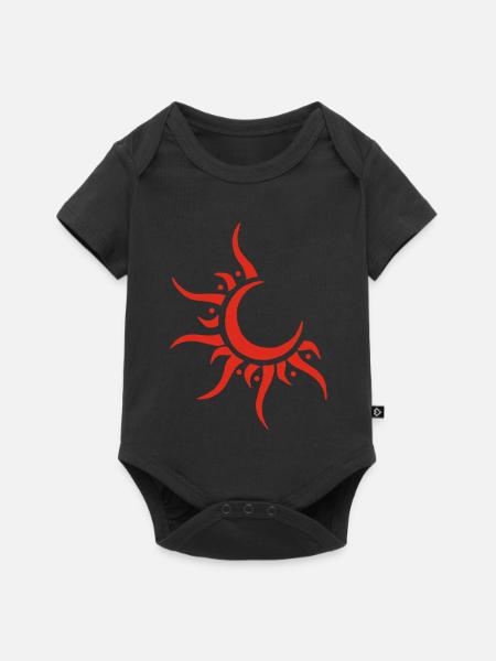 Rote Sonne und Mond - Baby Premium Kurzarmbody - Schwarz