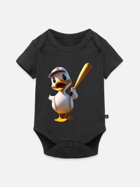 Duck Batting Cartoon Baseball - Baby Premium Kurzarmbody - Schwarz