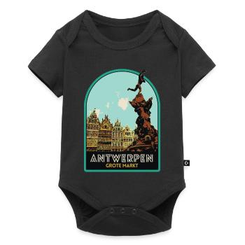 Picturesque illustration of the Grand Place - Baby Premium short-sleeve bodysuit - black - Front