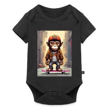 Skate-Monkey im Großstadt-Style - Baby Premium Kurzarmbody - Schwarz - Vorne